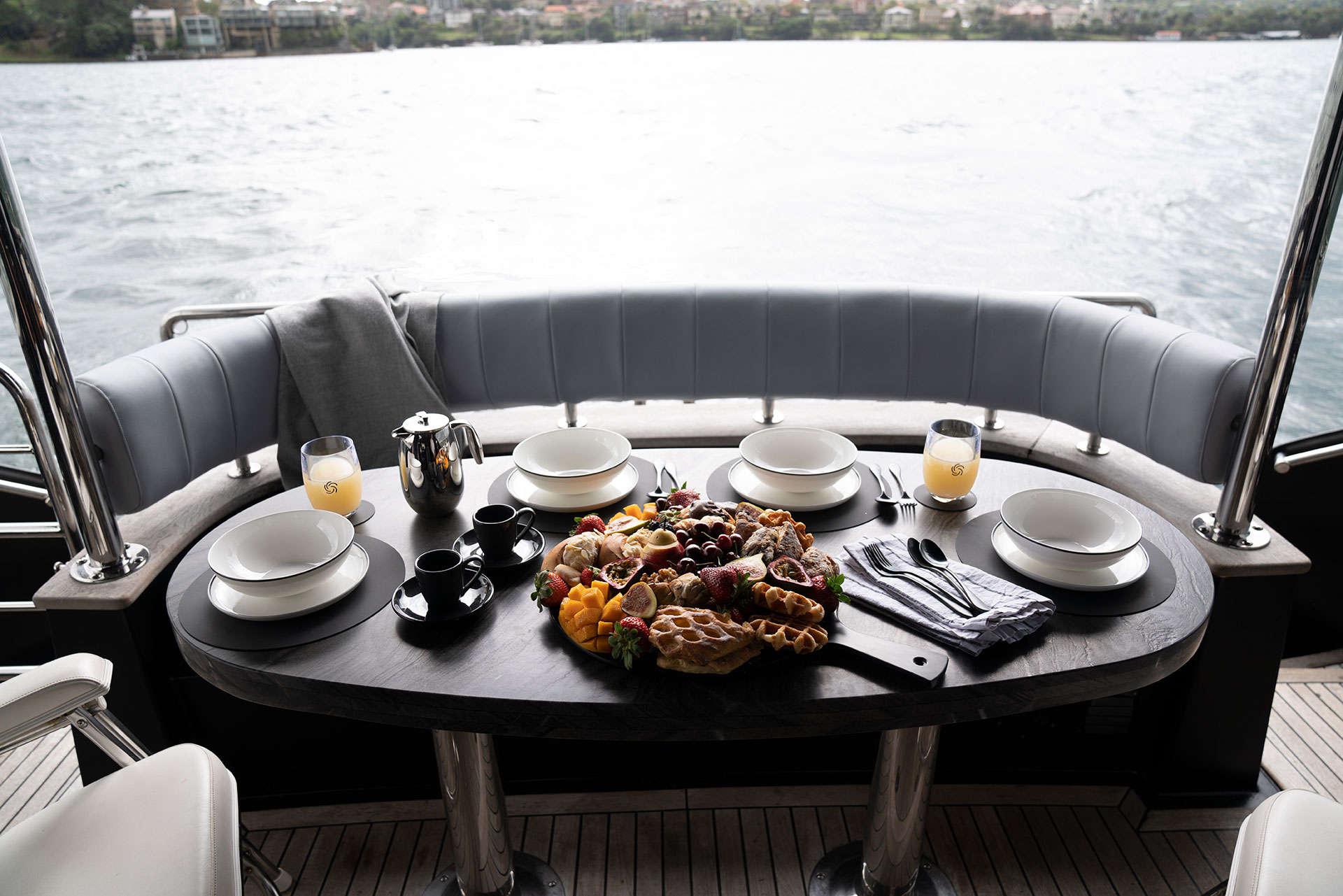 Dining On The Deck Of Antares Yacht